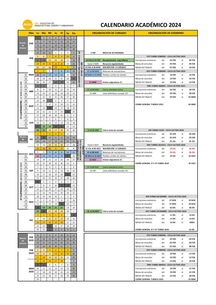 Calendario Académico 2025 Académica